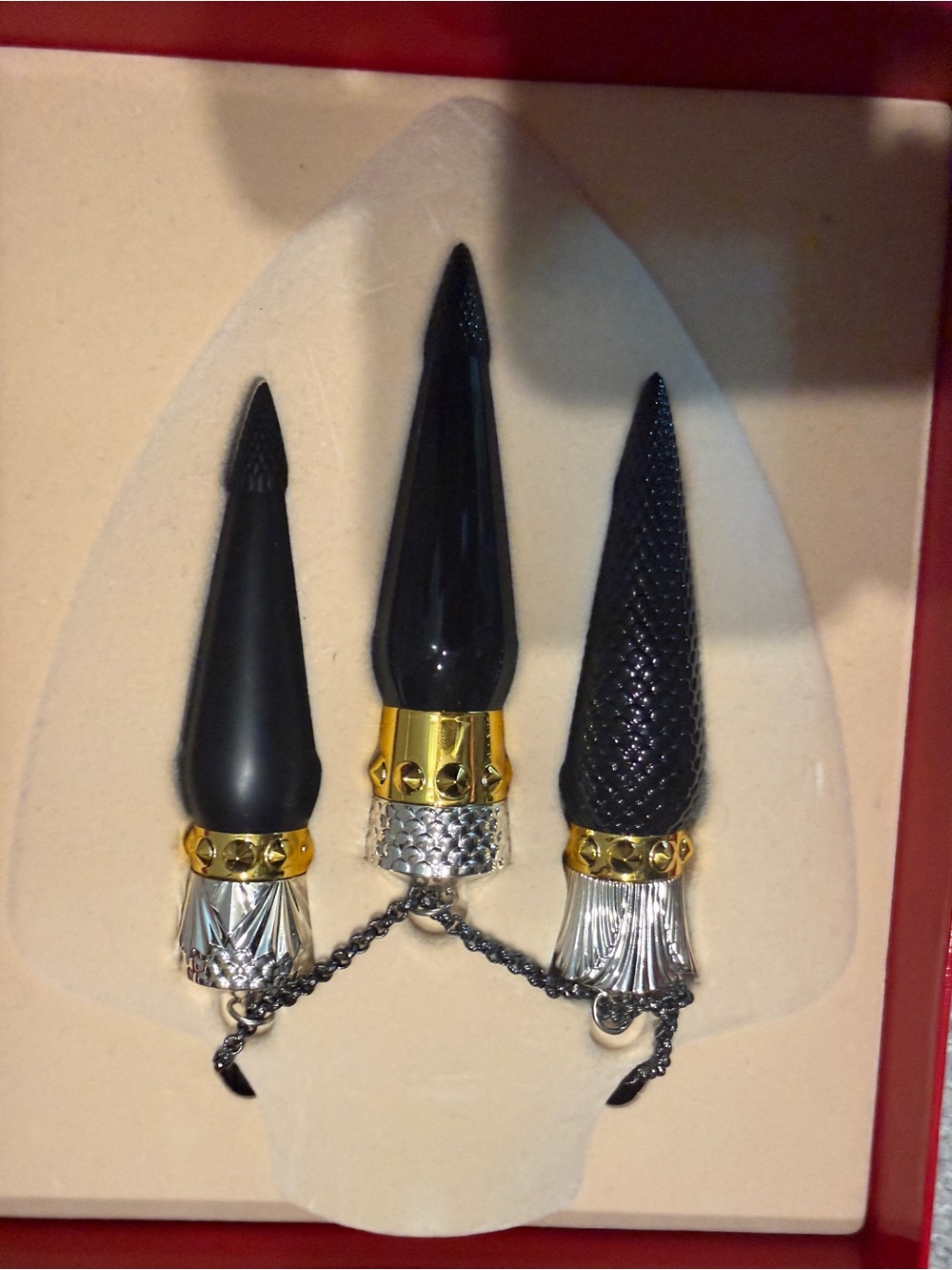 Saks Fifth Avenue Black Pointed Pendant Trio with Gold & Silver Accents